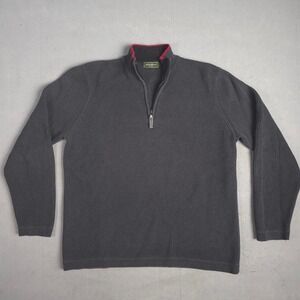 Eddie Bauer Quarter Zip Pullover Ribbed Sweater Casual Gray Mens‎ Size XL